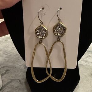 Waxing Poetic Brass and Silver Textured Earrings